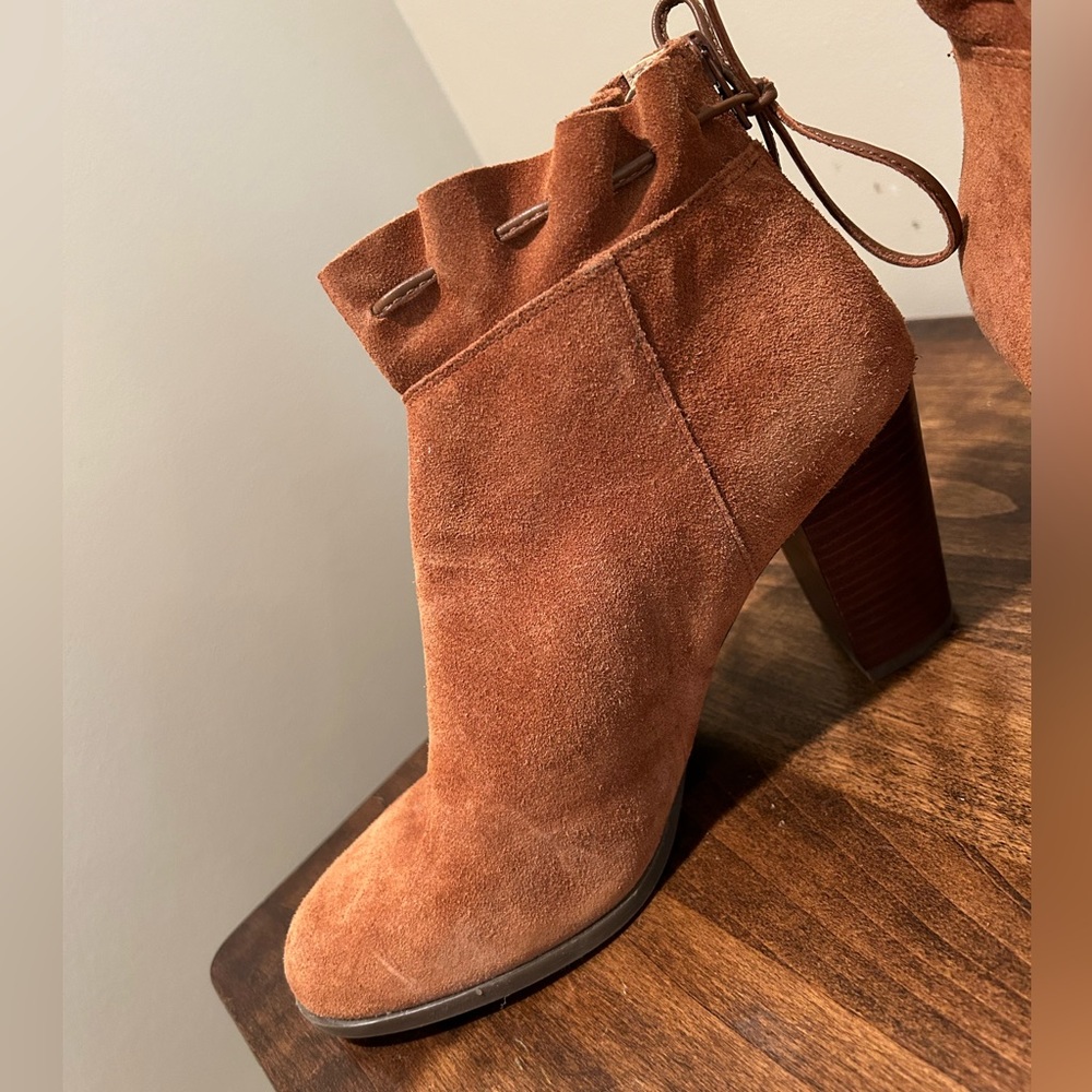 Crown & Ivy Tan Suede Heeled Ankle Boots